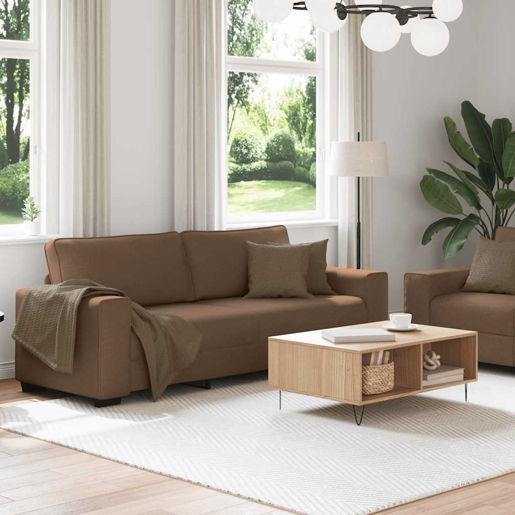 vidaXL Set de canapele cu perne, 2 piese, maro, textil