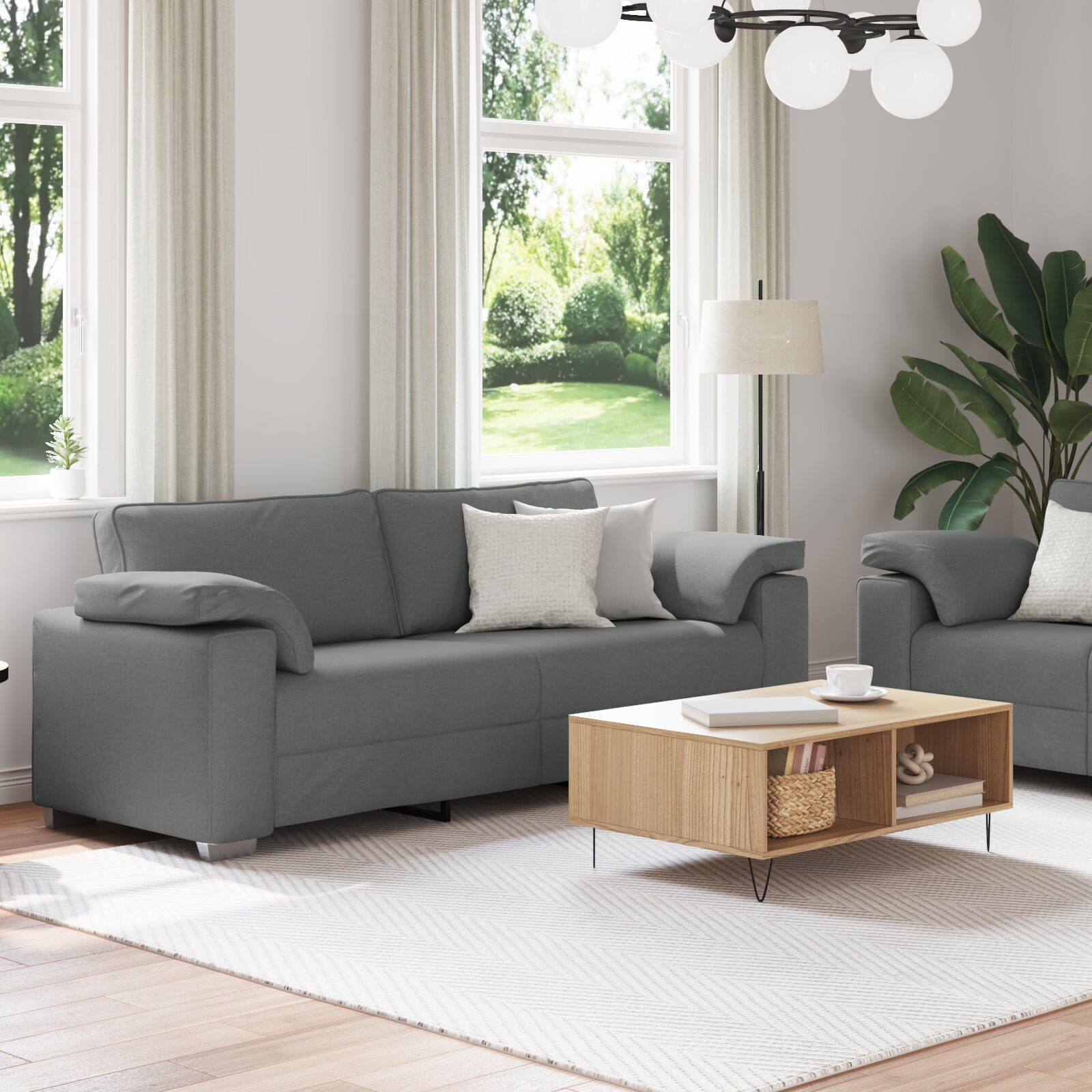 vidaXL Set de canapea 2 pcs Gri închis 219 x 77 x 82 cm țesătură