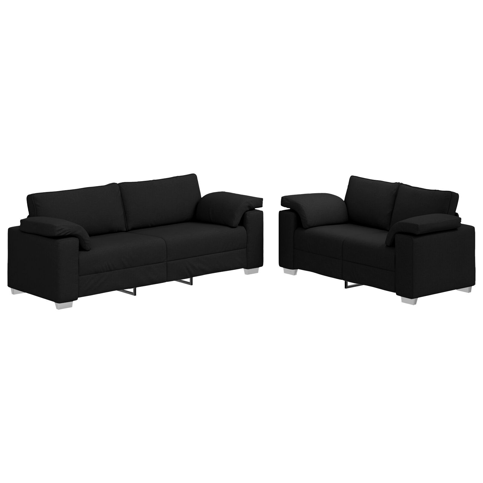 vidaXL Set de canapea 2 pcs Negru 219 x 77 x 82 cm țesătură