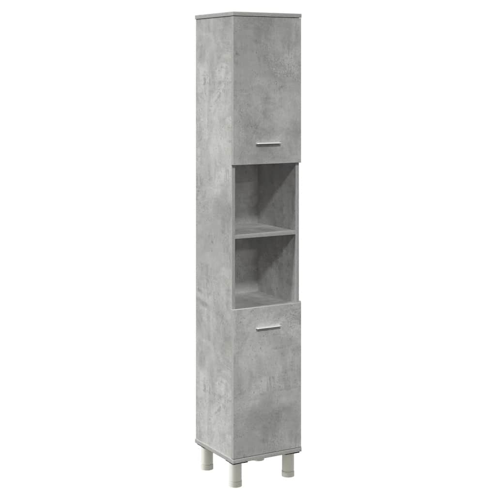 vidaXL Set mobilier de baie, 4 piese, gri beton, lemn compozit