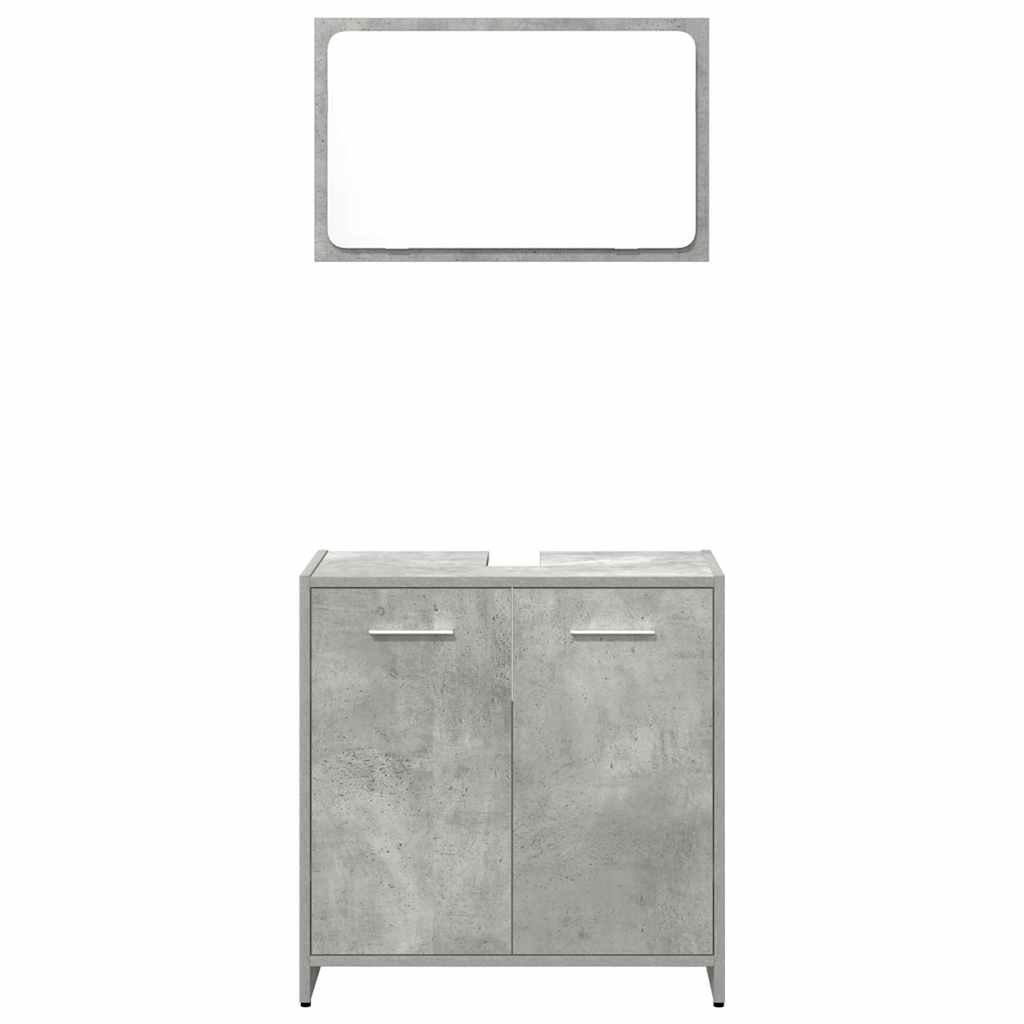 vidaXL Set mobilier de baie, 3 piese, gri beton, lemn compozit vidaXL Set mobilier de baie, 3 piese, gri beton, lemn compozit