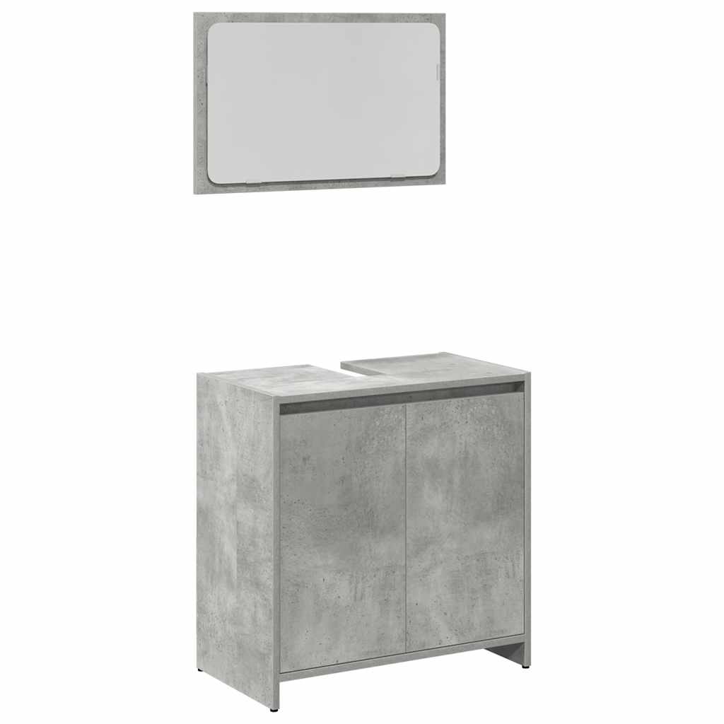 vidaXL Set mobilier de baie, 3 piese, gri beton, lemn compozit vidaXL Set mobilier de baie, 3 piese, gri beton, lemn compozit