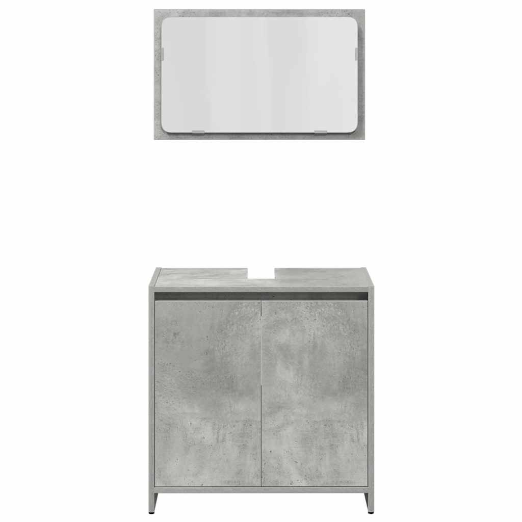 vidaXL Set mobilier de baie, 3 piese, gri beton, lemn compozit vidaXL Set mobilier de baie, 3 piese, gri beton, lemn compozit