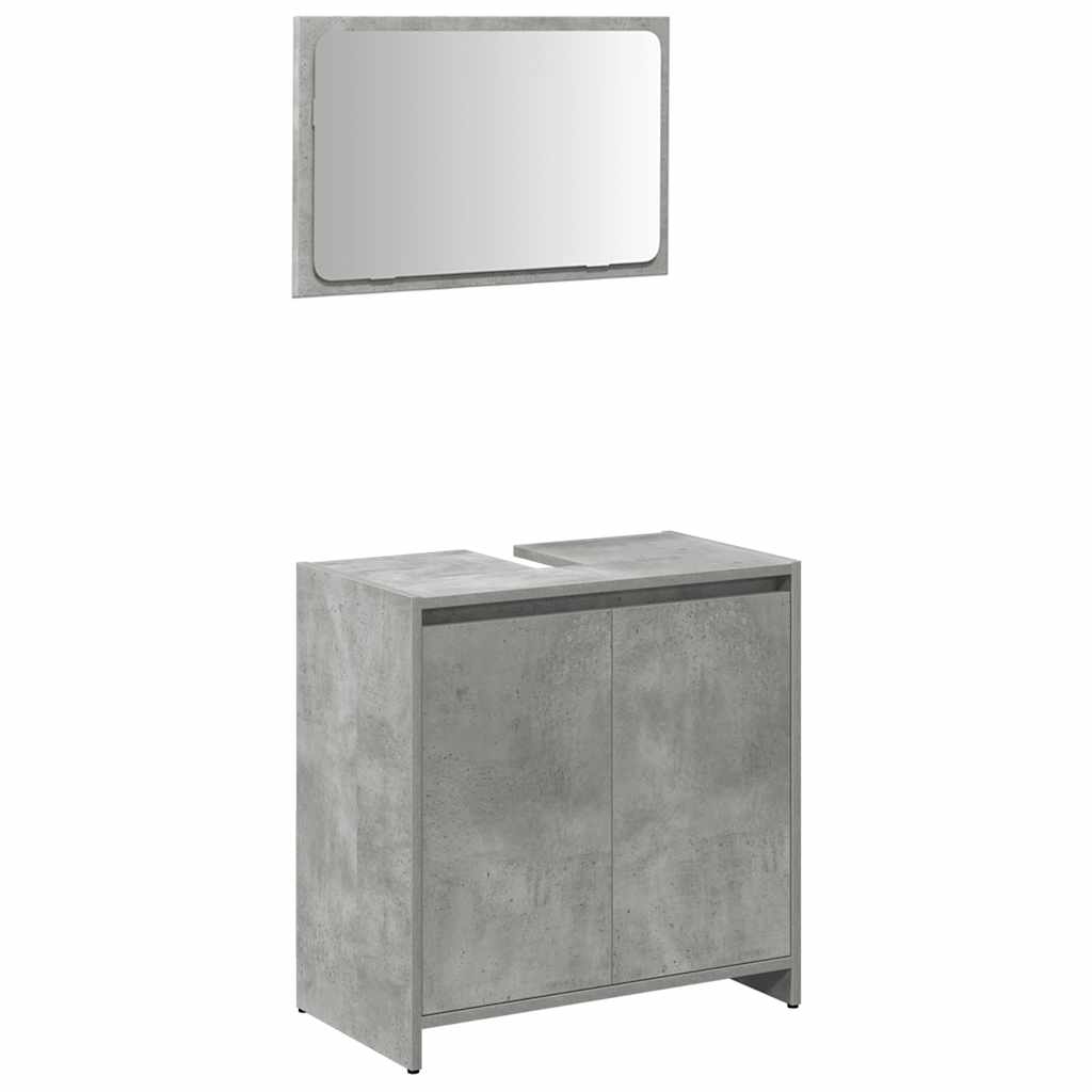 vidaXL Set mobilier de baie, 3 piese, gri beton, lemn compozit vidaXL Set mobilier de baie, 3 piese, gri beton, lemn compozit