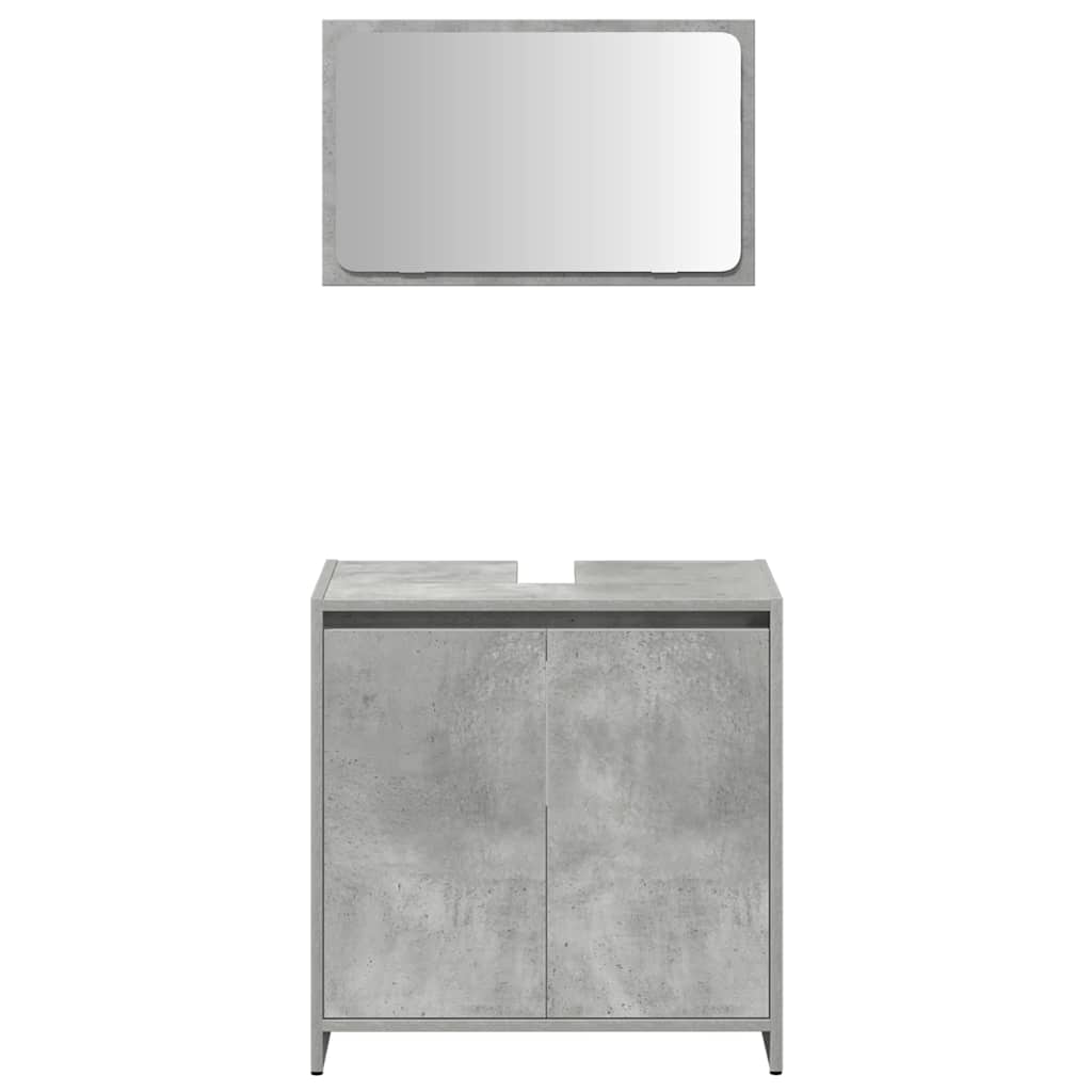 vidaXL Set mobilier de baie, 3 piese, gri beton, lemn compozit vidaXL Set mobilier de baie, 3 piese, gri beton, lemn compozit