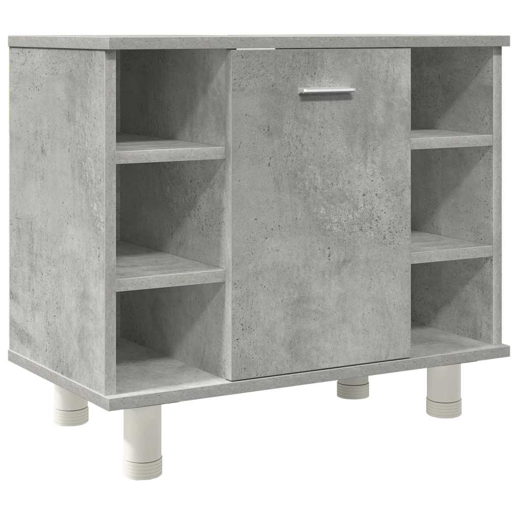 vidaXL Set mobilier de baie, 3 piese, gri beton, lemn compozit vidaXL Set mobilier de baie, 3 piese, gri beton, lemn compozit