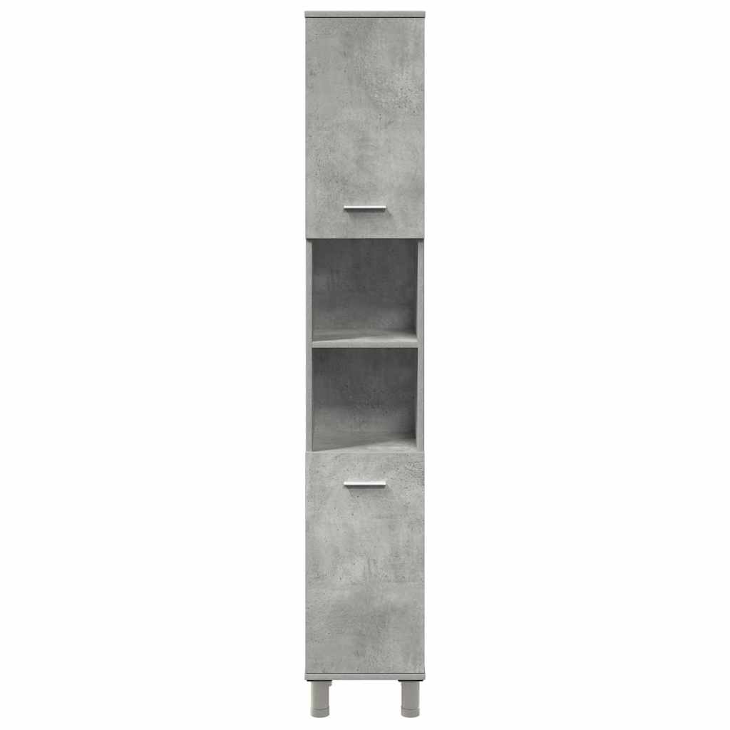 vidaXL Set mobilier de baie, 3 piese, gri beton, lemn compozit