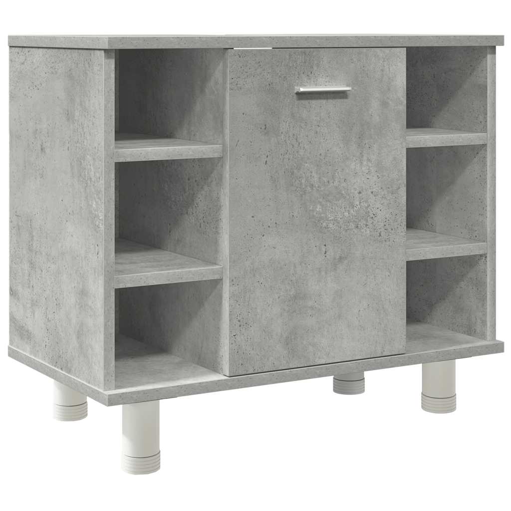 vidaXL Set mobilier de baie, 3 piese, gri beton, lemn compozit