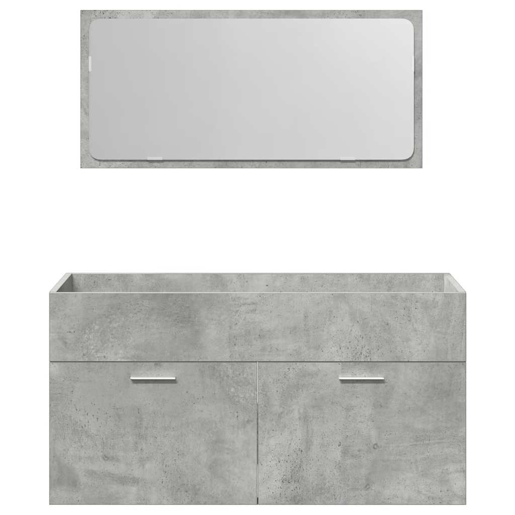 vidaXL Set mobilier de baie, 4 piese, gri beton, lemn compozit