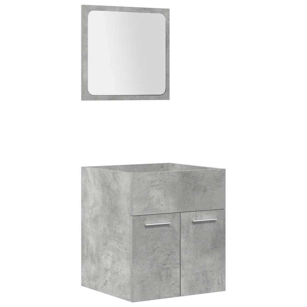 vidaXL Set mobilier de baie, 4 piese, gri beton, lemn compozit