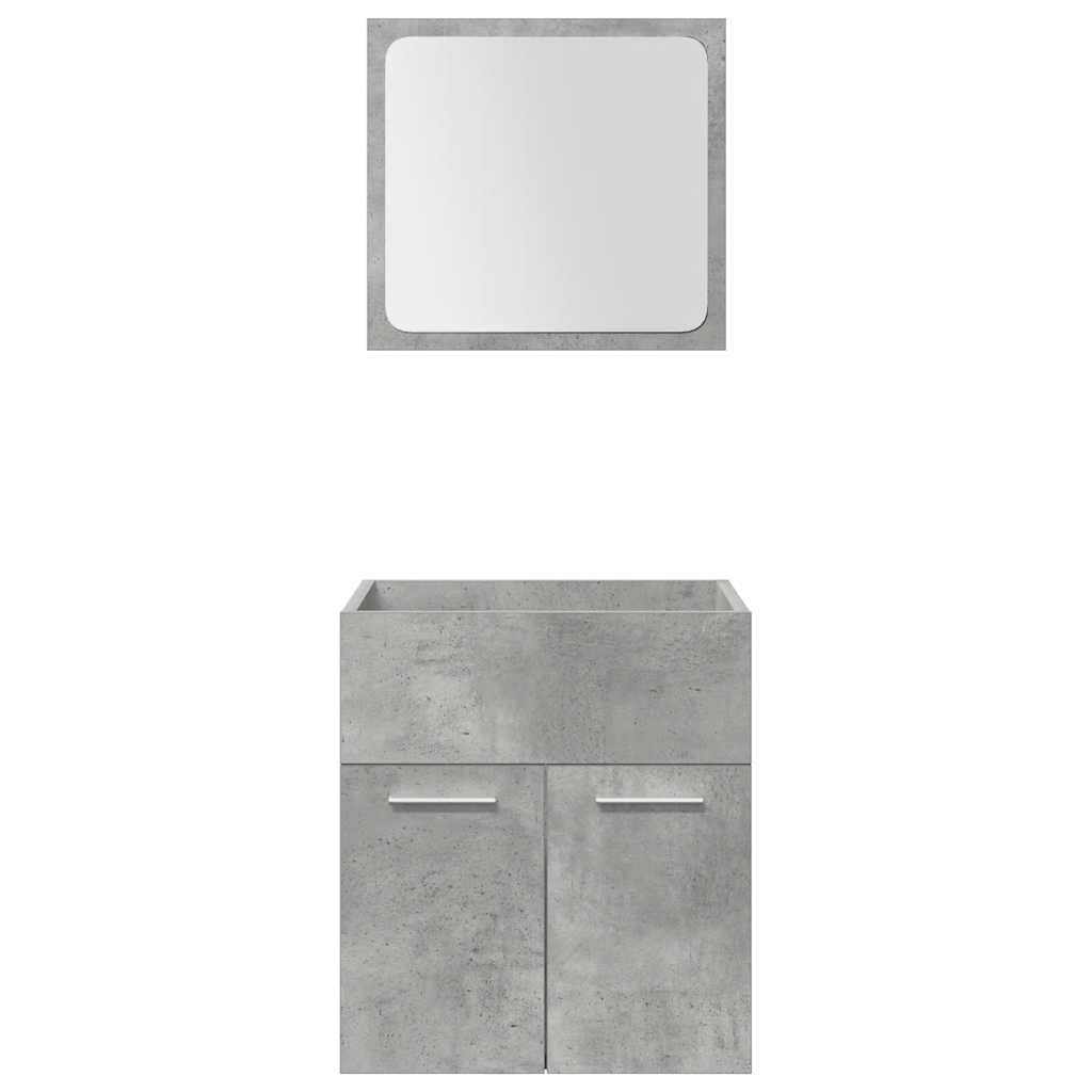 vidaXL Set mobilier de baie, 4 piese, gri beton, lemn compozit