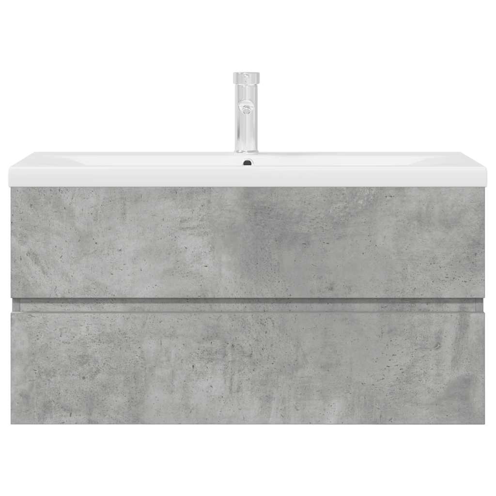 vidaXL Set mobilier de baie, 2 piese, gri beton, lemn compozit