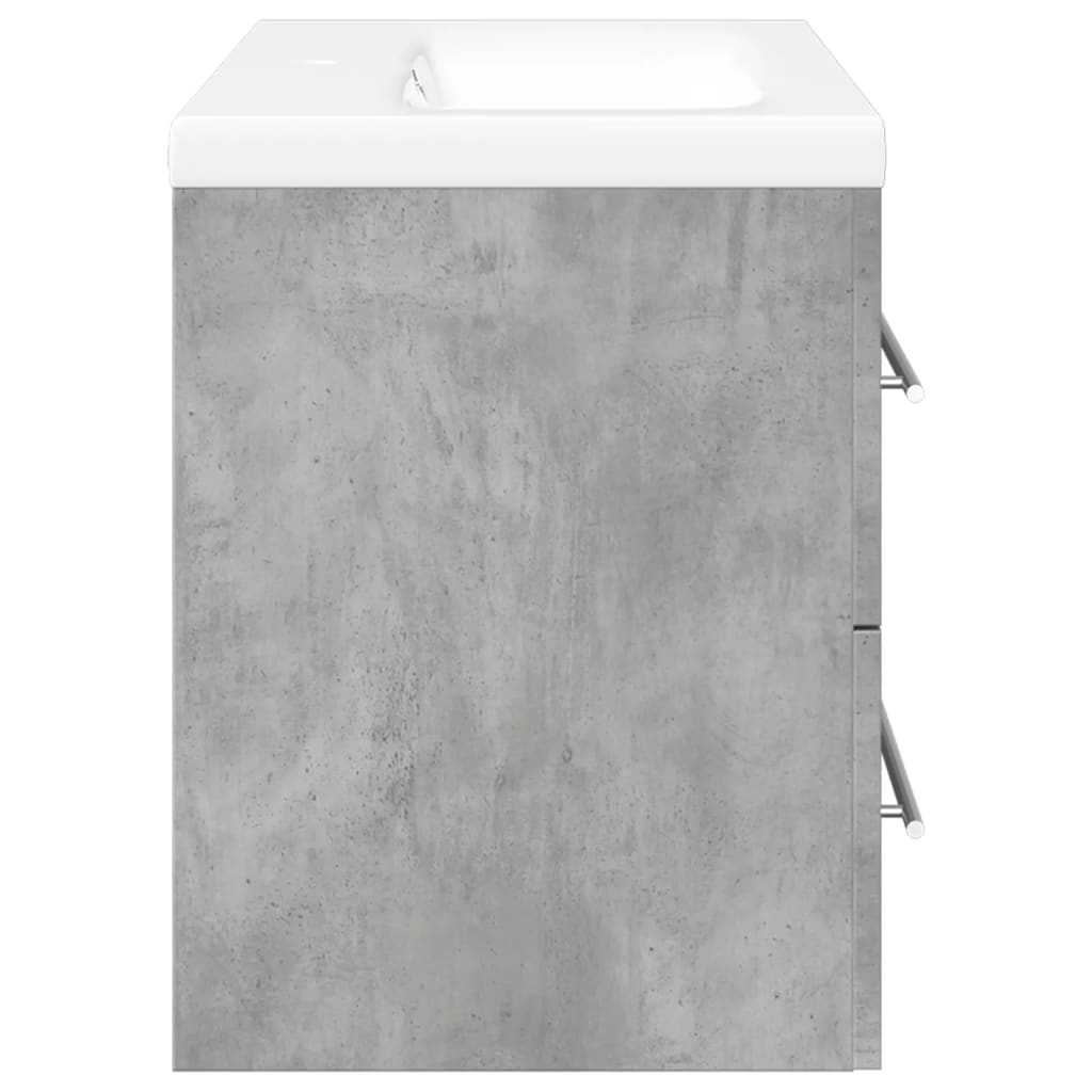 vidaXL Set mobilier de baie, 2 piese, gri beton, lemn compozit