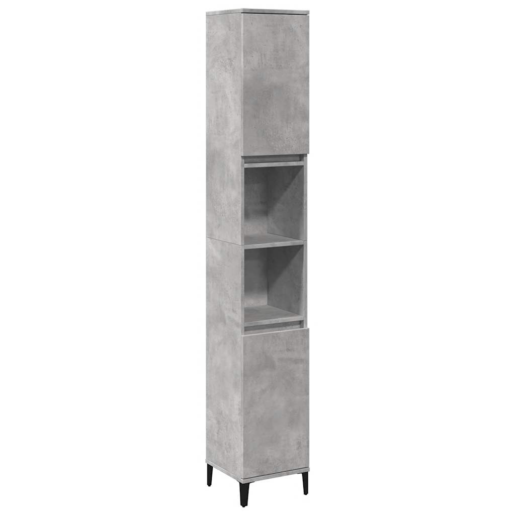 vidaXL Set mobilier de baie, 3 piese, gri beton, lemn compozit vidaXL Set mobilier de baie, 3 piese, gri beton, lemn compozit