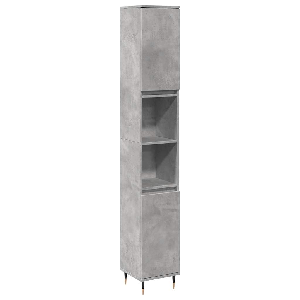 vidaXL Set mobilier de baie, 3 piese, gri beton, lemn compozit vidaXL Set mobilier de baie, 3 piese, gri beton, lemn compozit