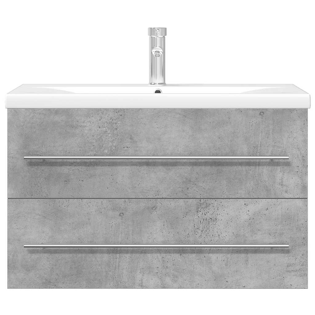 vidaXL Set mobilier de baie, 2 piese, gri beton, lemn compozit