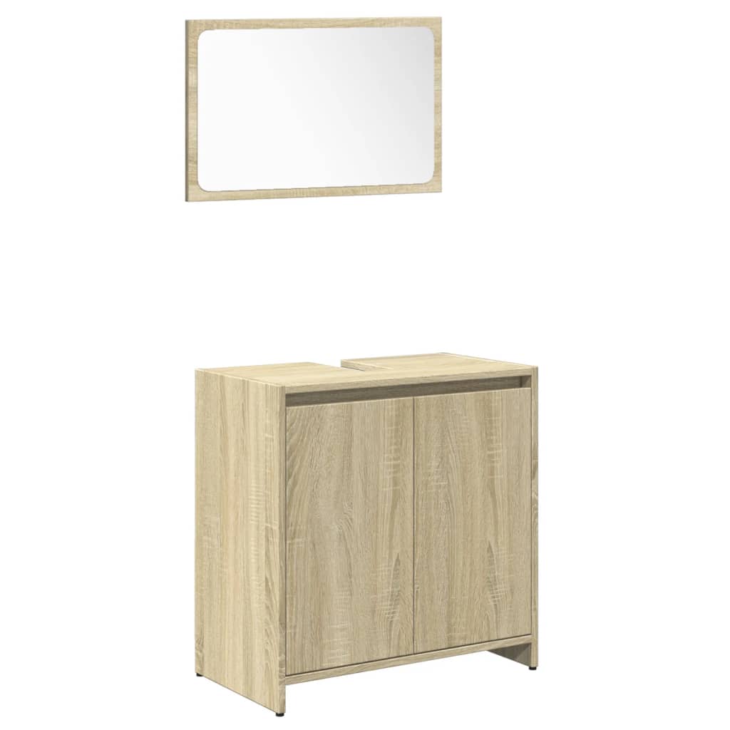vidaXL Set mobilier de baie, 4 piese, stejar sonoma, lemn prelucrat