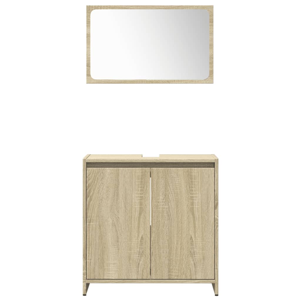 vidaXL Set mobilier de baie, 4 piese, stejar sonoma, lemn prelucrat