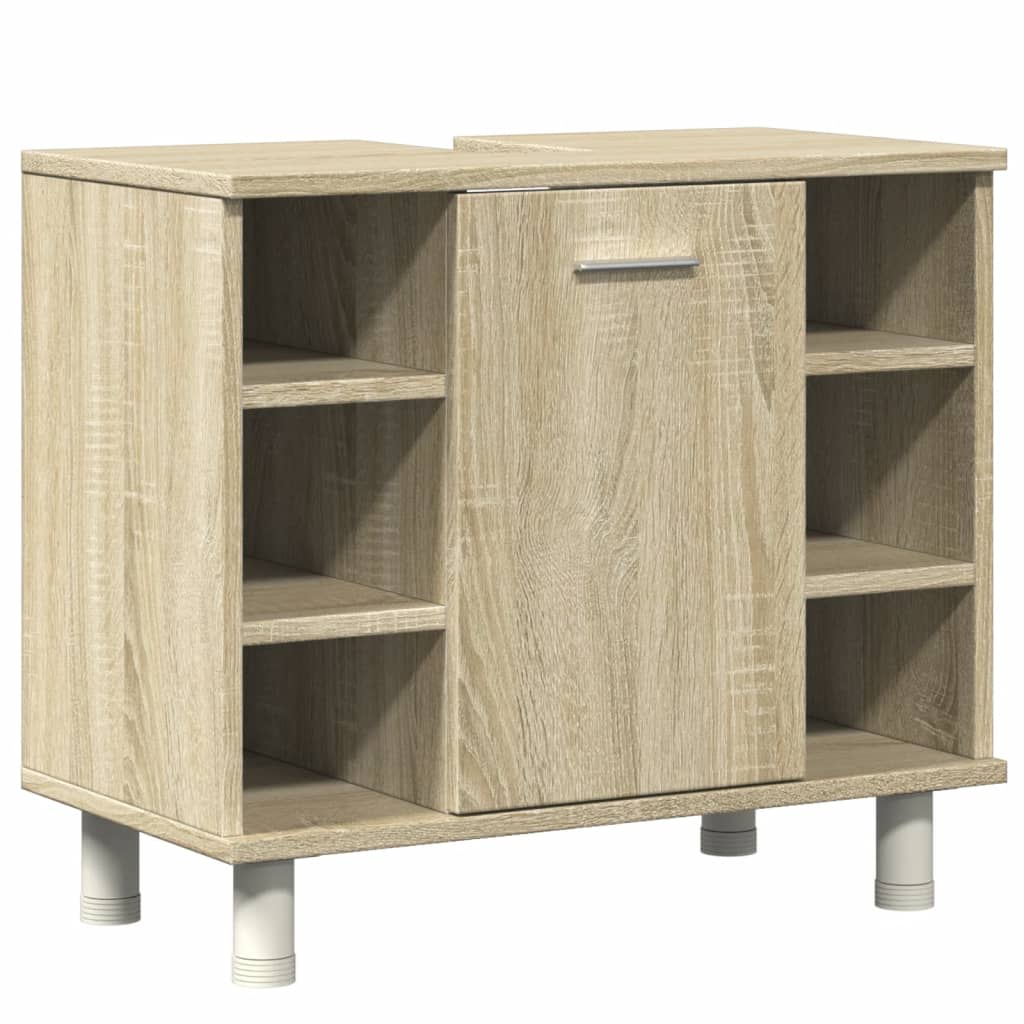 vidaXL Set mobilier de baie, 4 piese, stejar sonoma, lemn prelucrat vidaXL Set mobilier de baie, 4 piese, stejar sonoma, lemn prelucrat