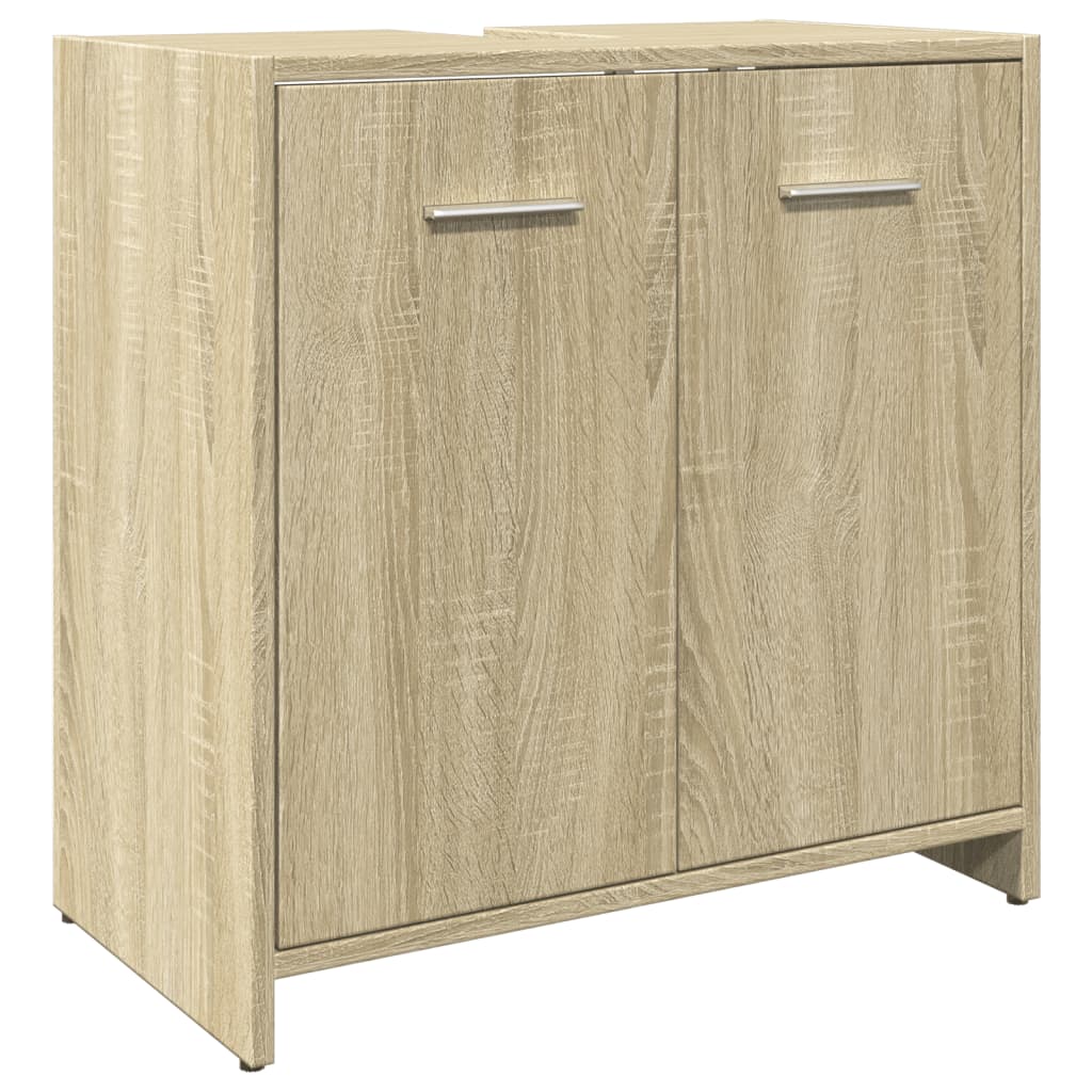 vidaXL Set mobilier de baie, 3 piese, stejar sonoma, lemn prelucrat