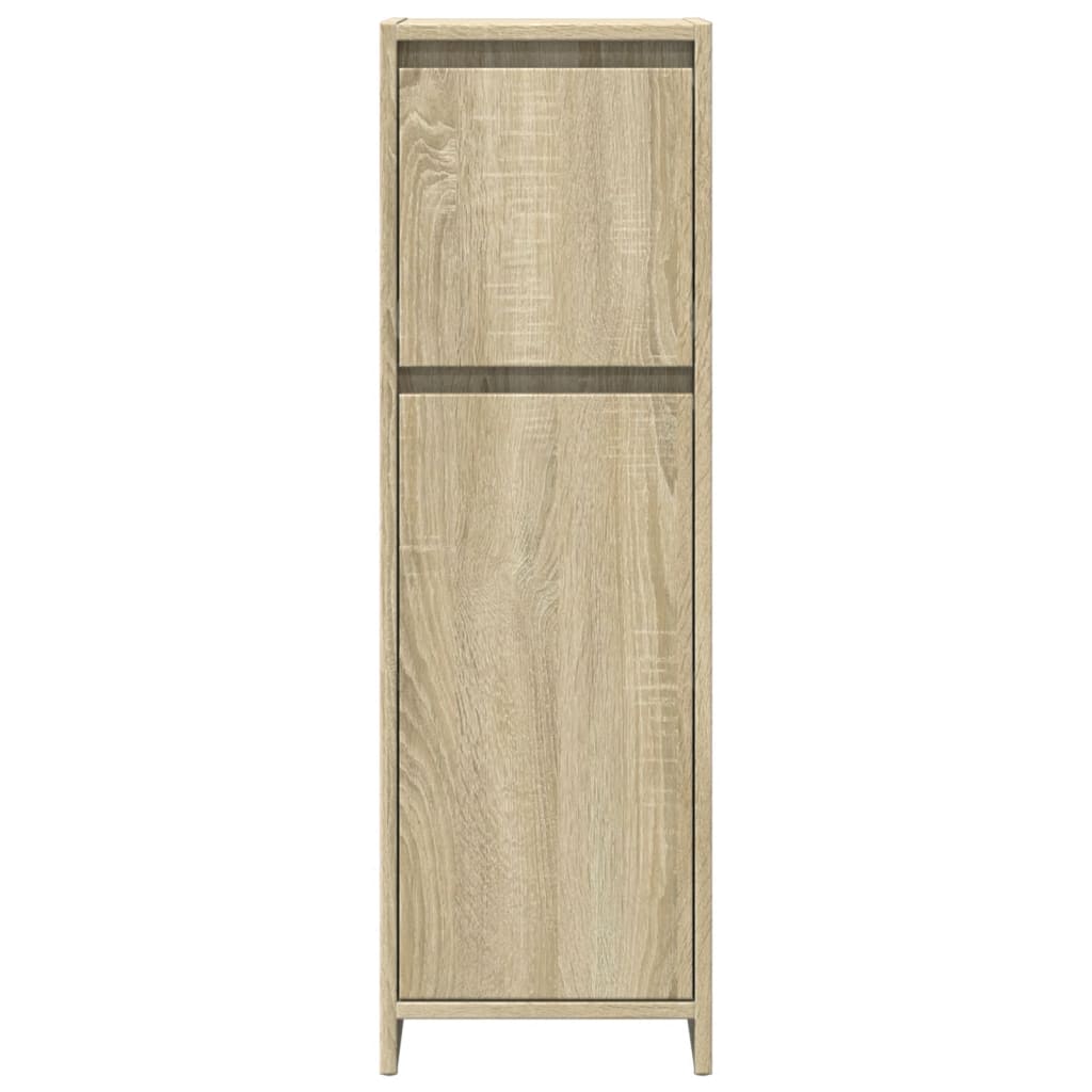 vidaXL Set mobilier de baie, 3 piese, stejar sonoma, lemn prelucrat