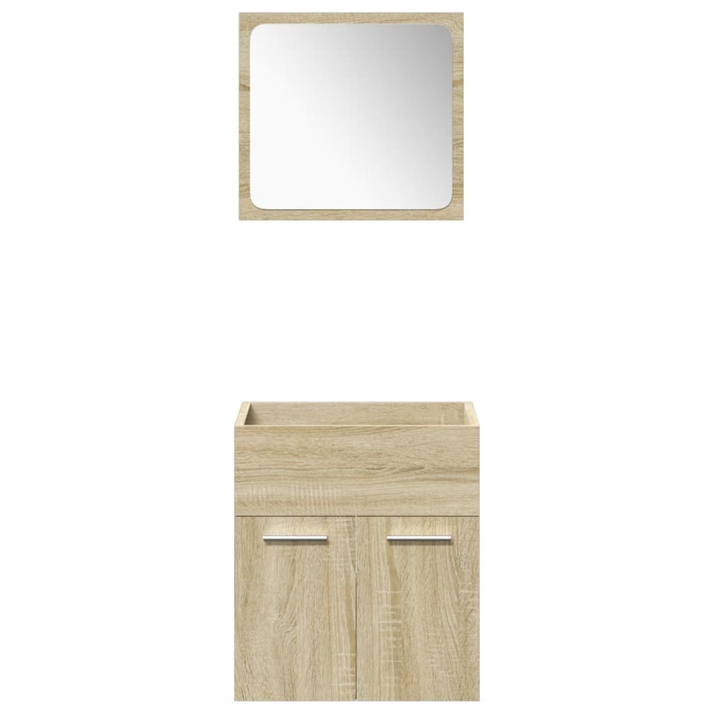 vidaXL Set mobilier de baie, 4 piese, stejar sonoma, lemn prelucrat