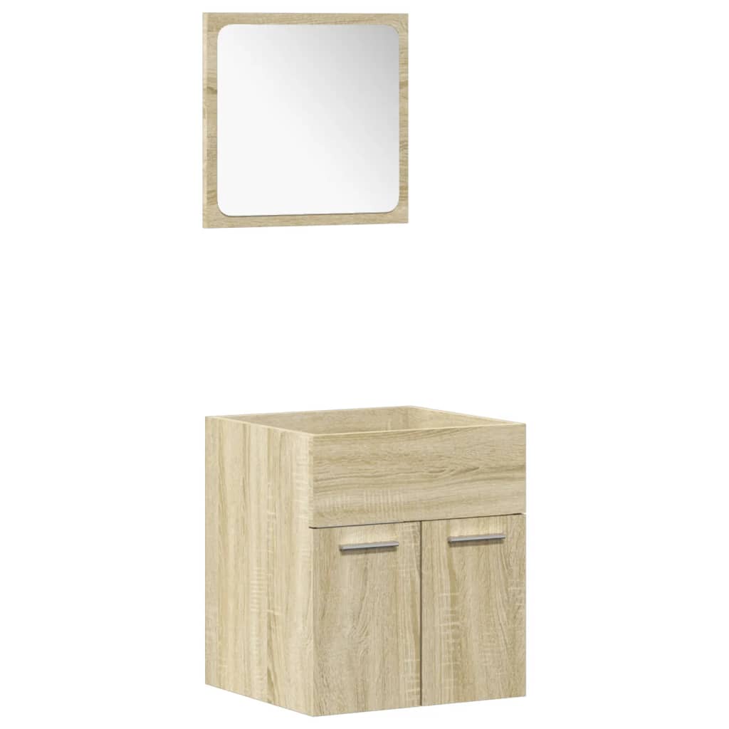vidaXL Set mobilier de baie, 4 piese, stejar sonoma, lemn prelucrat