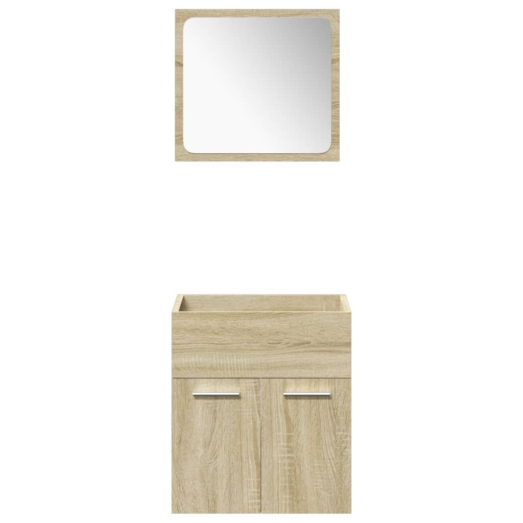 vidaXL Set mobilier de baie, 4 piese, stejar sonoma, lemn prelucrat