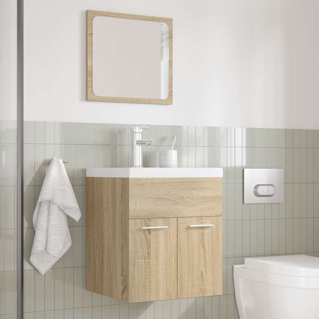 vidaXL Set mobilier de baie, 3 piese, stejar sonoma, lemn prelucrat vidaXL Set mobilier de baie, 3 piese, stejar sonoma, lemn prelucrat