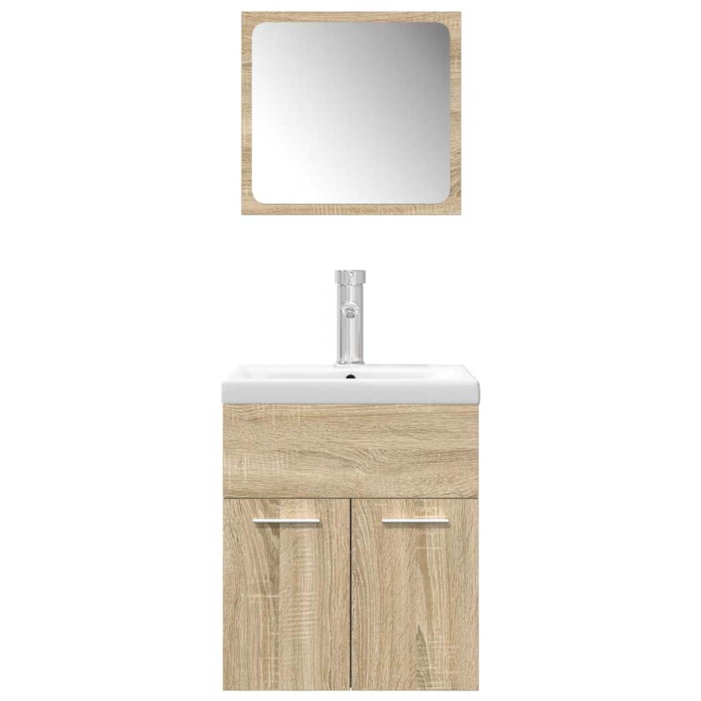vidaXL Set mobilier de baie, 3 piese, stejar sonoma, lemn prelucrat vidaXL Set mobilier de baie, 3 piese, stejar sonoma, lemn prelucrat