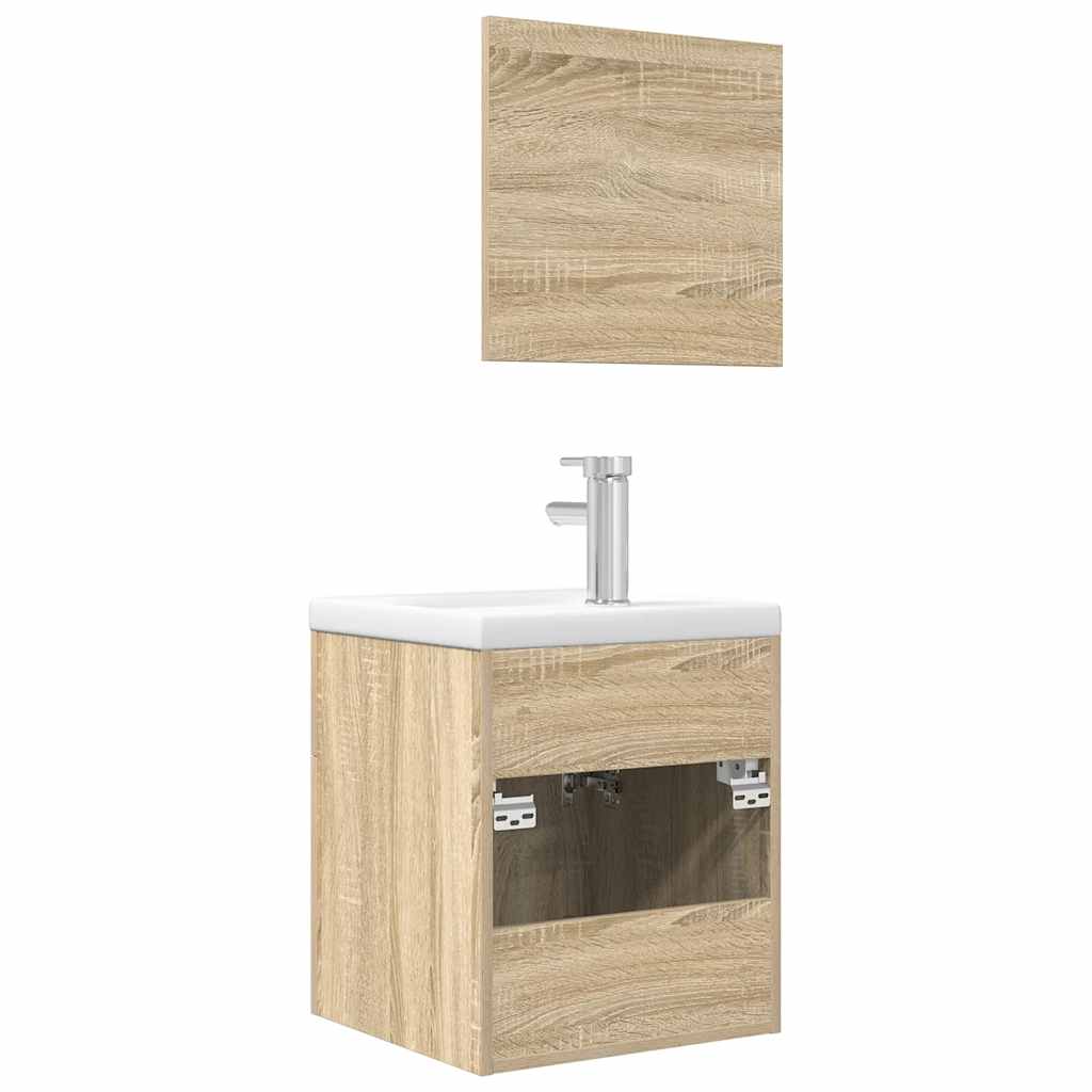 vidaXL Set mobilier de baie, 3 piese, stejar sonoma, lemn prelucrat vidaXL Set mobilier de baie, 3 piese, stejar sonoma, lemn prelucrat