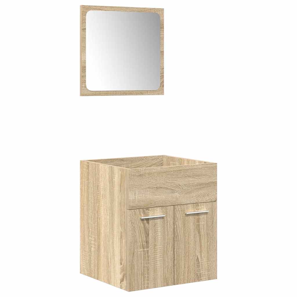 vidaXL Set mobilier de baie, 4 piese, stejar sonoma, lemn prelucrat
