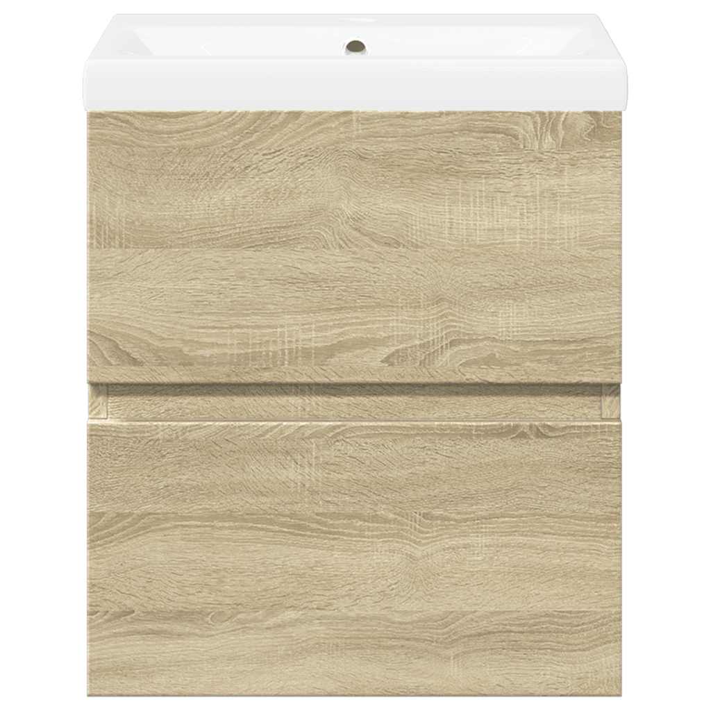 vidaXL Set mobilier de baie, 2 piese, stejar sonoma, lemn prelucrat
