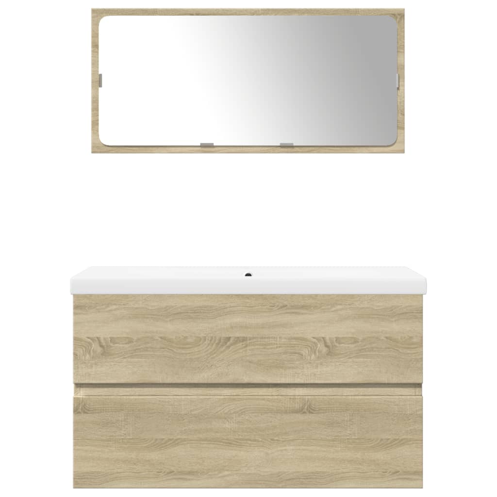 vidaXL Set mobilier de baie, 3 piese, stejar sonoma, lemn prelucrat