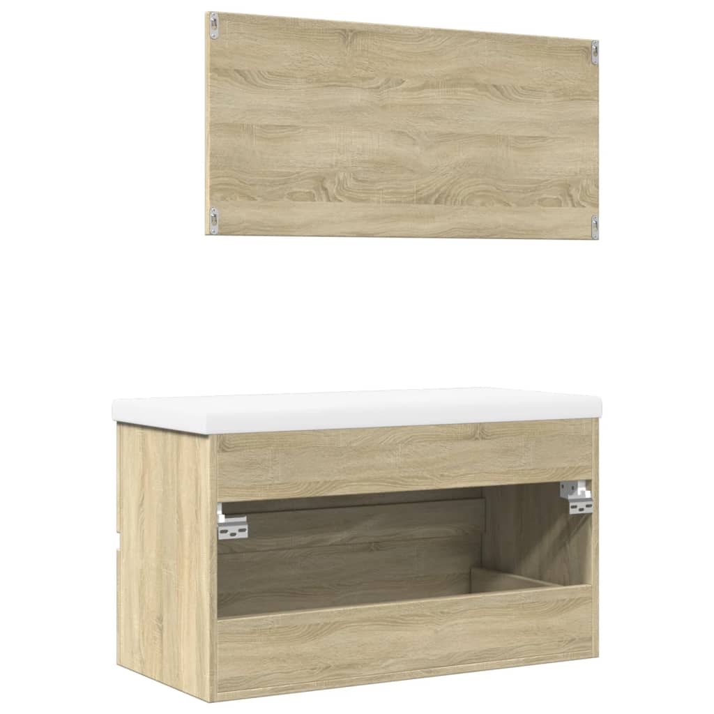 vidaXL Set mobilier de baie, 3 piese, stejar sonoma, lemn prelucrat