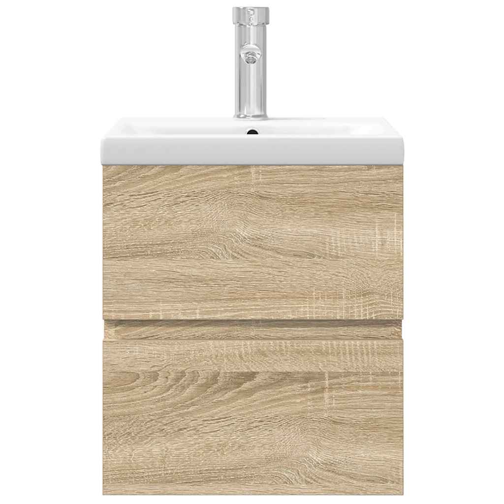 vidaXL Set mobilier de baie, 2 piese, stejar sonoma, lemn prelucrat