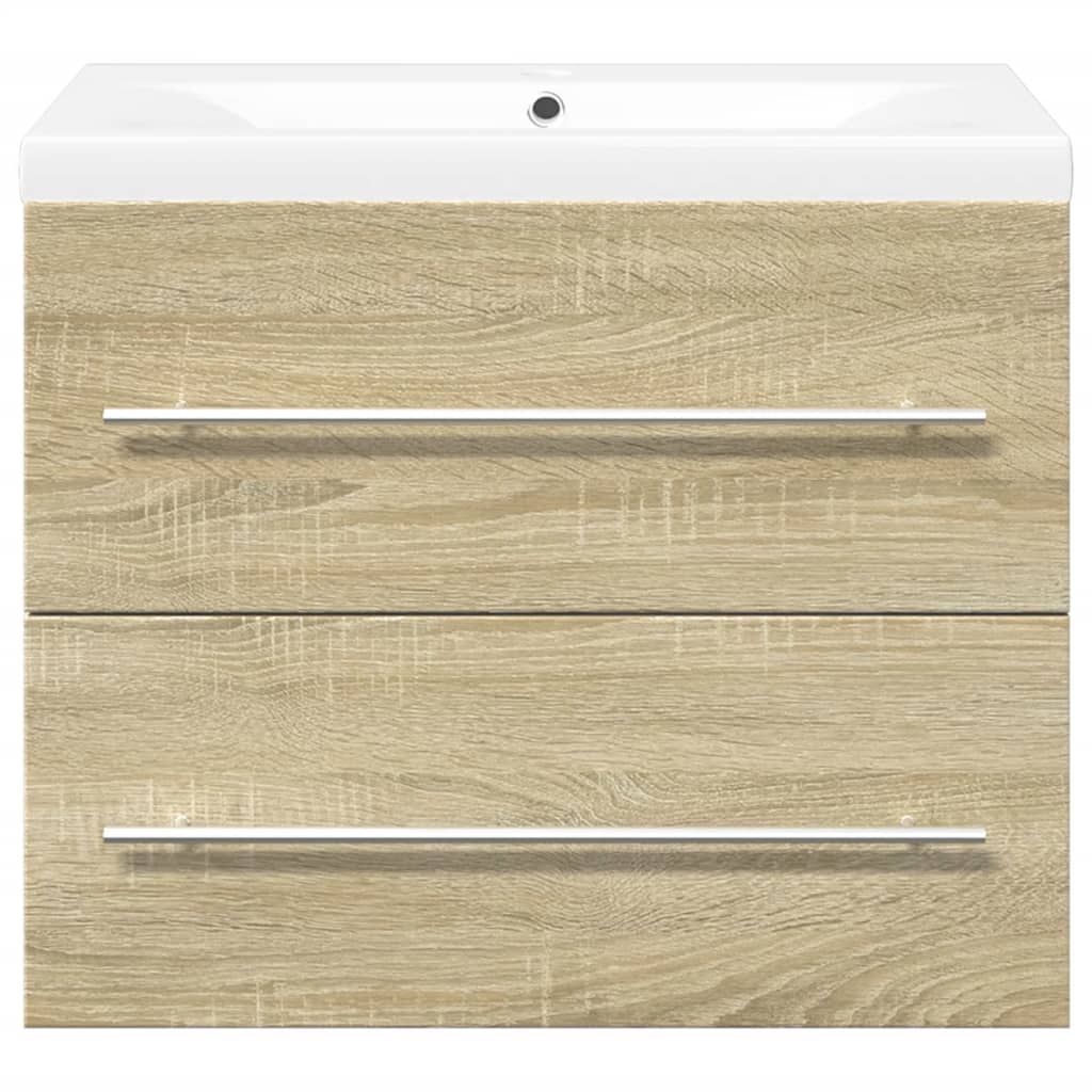 vidaXL Set mobilier de baie, 2 piese, stejar sonoma, lemn prelucrat