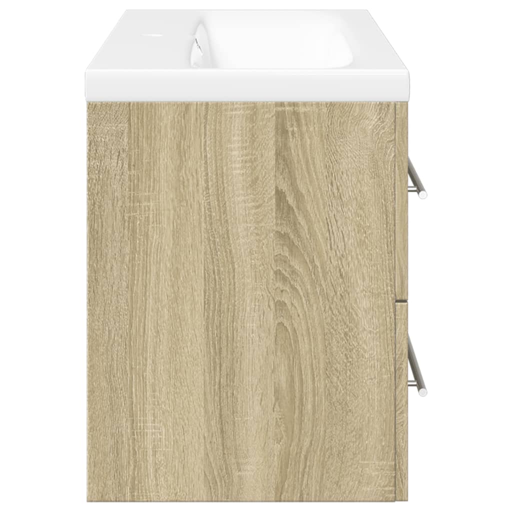 vidaXL Set mobilier de baie, 2 piese, stejar sonoma, lemn prelucrat