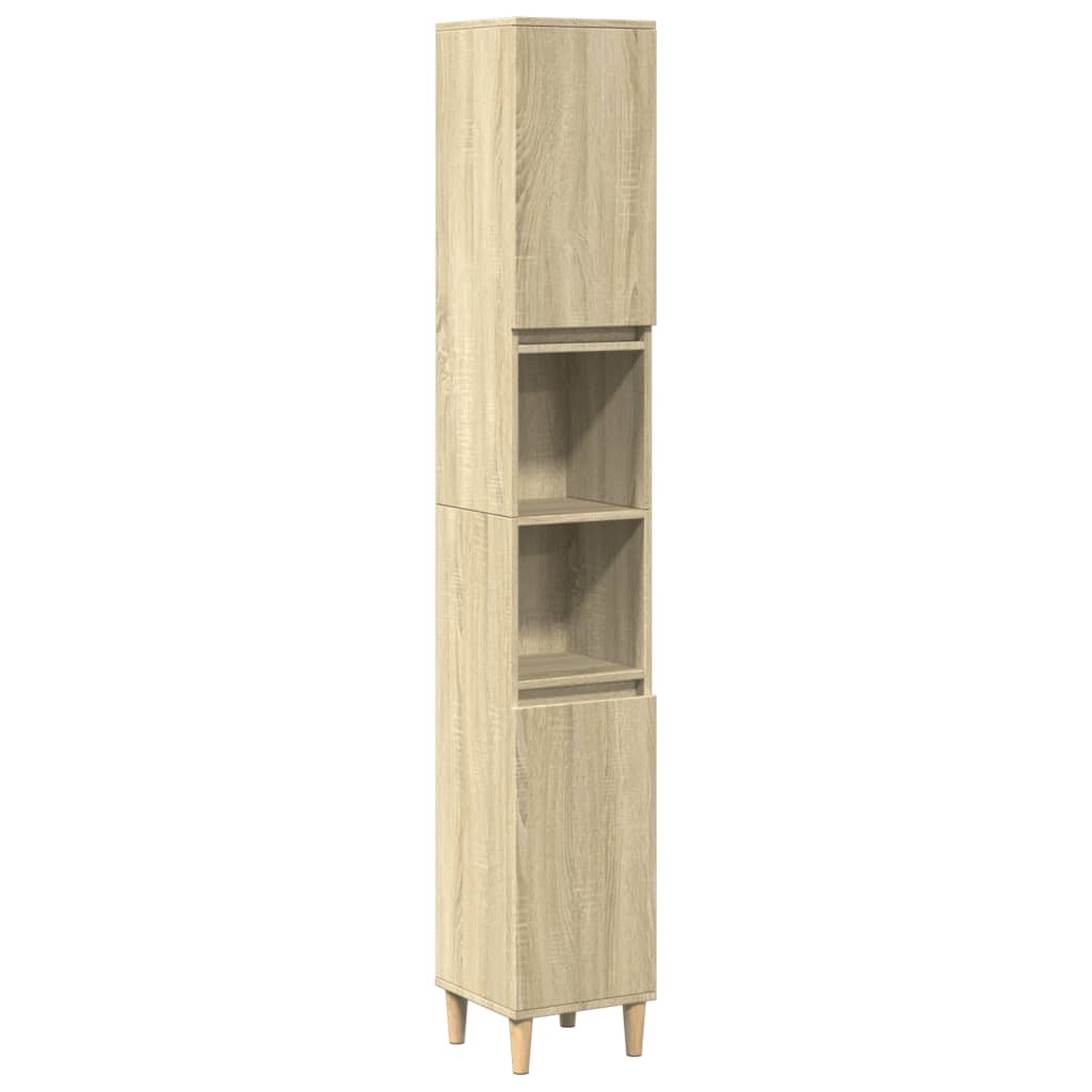 vidaXL Set mobilier de baie, 3 piese, stejar sonoma, lemn prelucrat