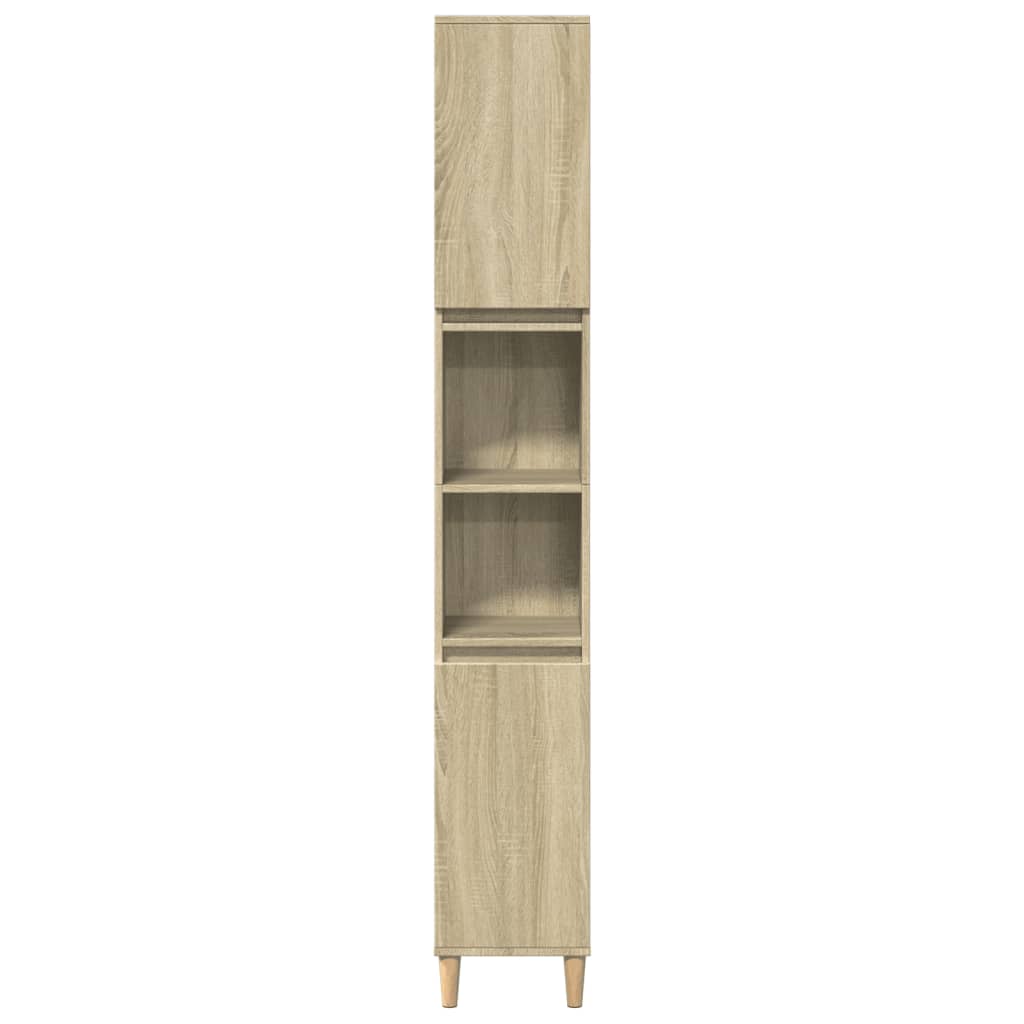 vidaXL Set mobilier de baie, 3 piese, stejar sonoma, lemn prelucrat