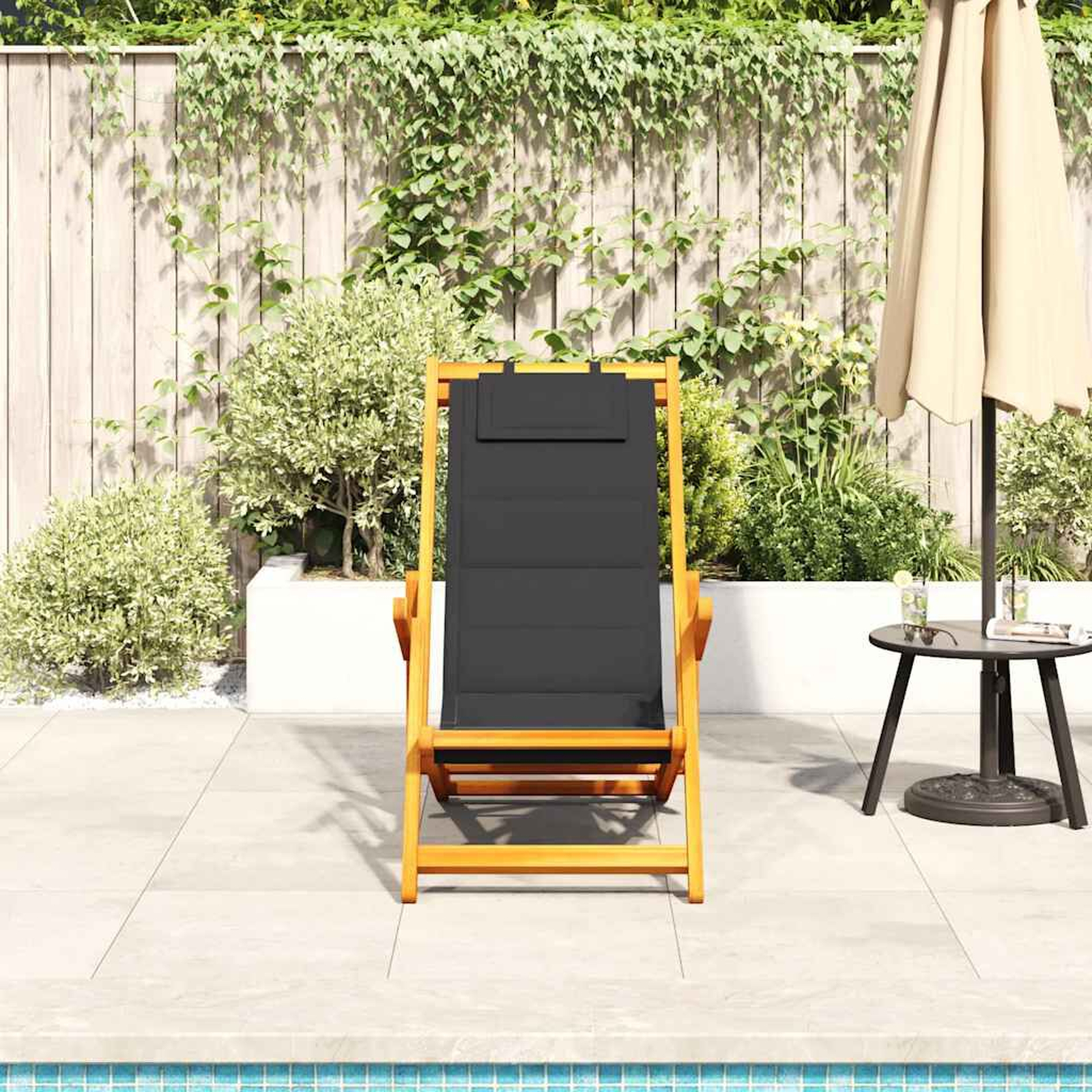 vidaXL Scaun de plajă cu pernă 2 pcs Maro 61.5 x 123 x 82cm vidaXL Scaun de plajă cu pernă 2 pcs Maro 61.5 x 123 x 82cm