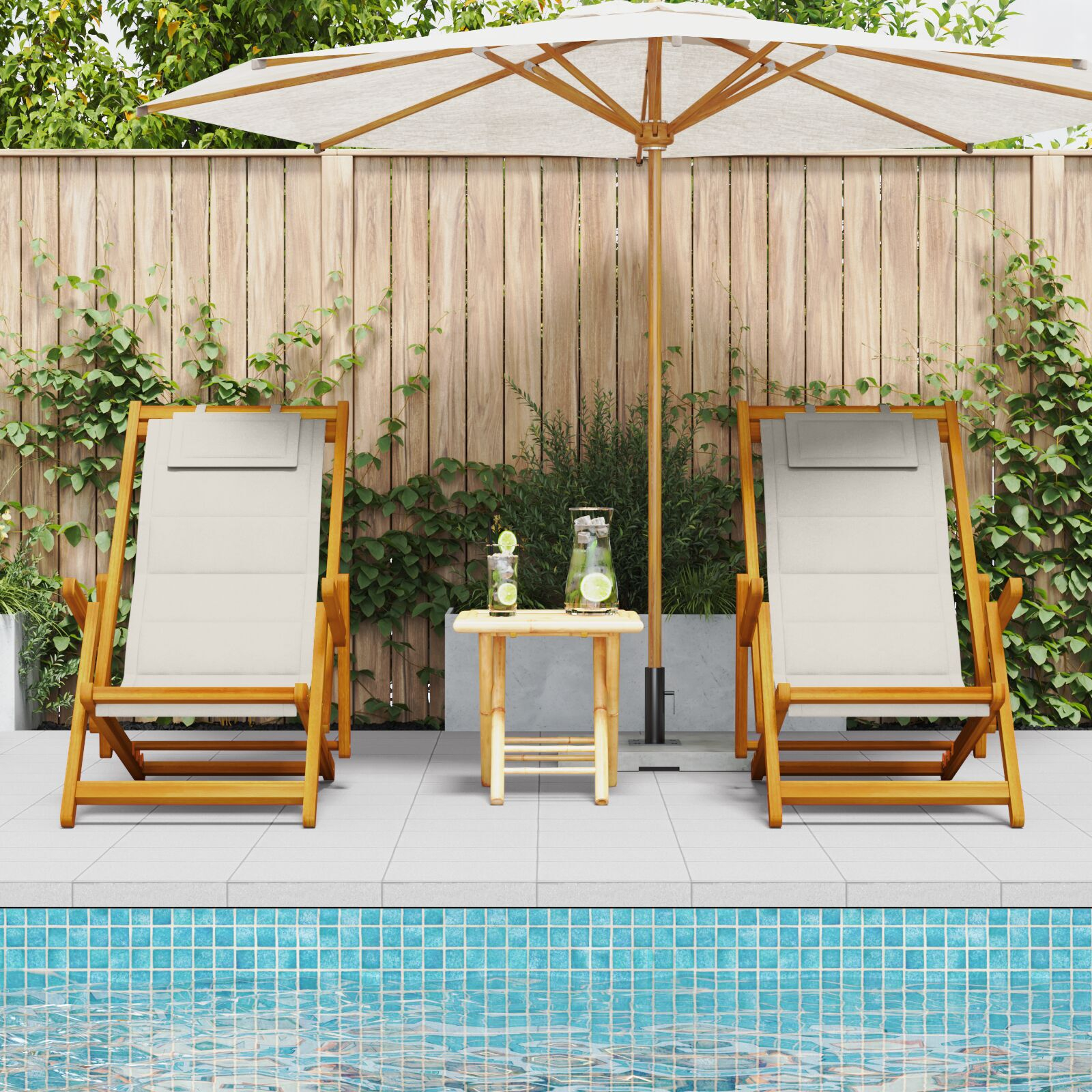 vidaXL Scaun de plajă cu pernă 2 pcs Maro 61.5 x 123 x 82cm vidaXL Scaun de plajă cu pernă 2 pcs Maro 61.5 x 123 x 82cm