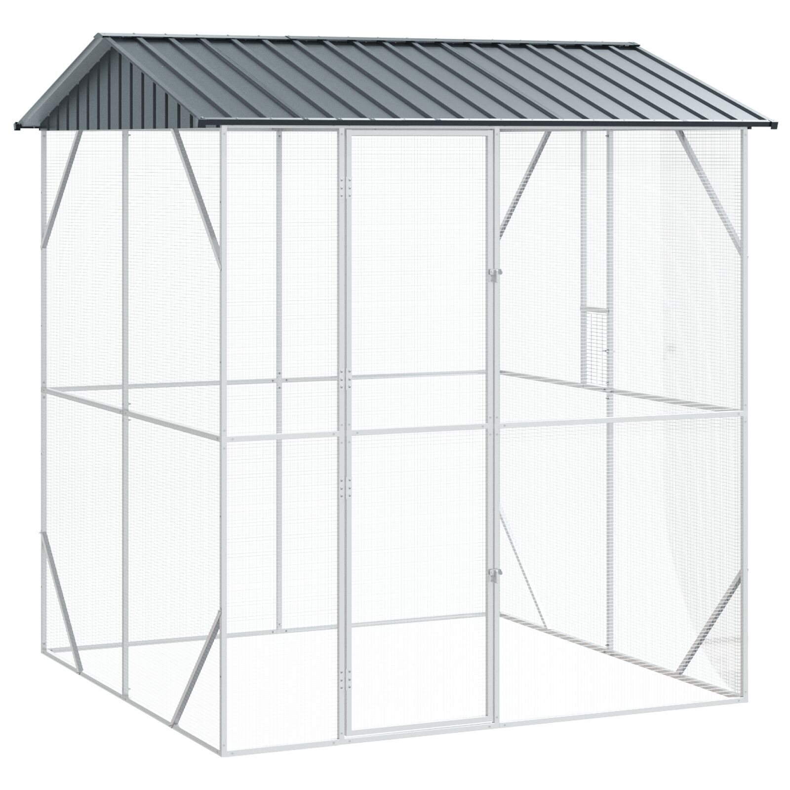 vidaXL Colivie de păsări, antracit, 210x227x247 cm, oțel vidaXL Colivie de păsări, antracit, 210x227x247 cm, oțel