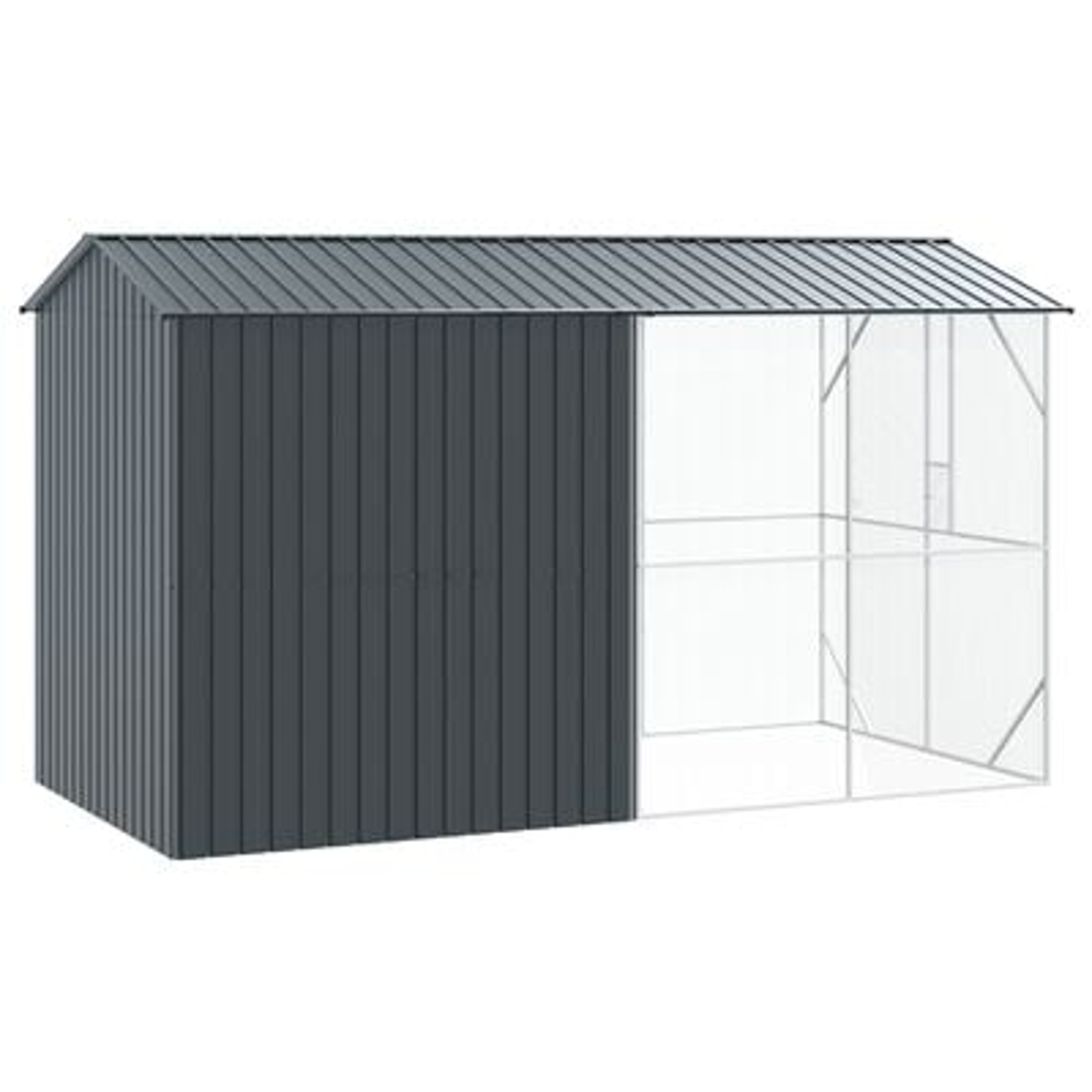 vidaXL Colivie de păsări cu extensie, antracit, 210x442x247 cm, oțel vidaXL Colivie de păsări cu extensie, antracit, 210x442x247 cm, oțel