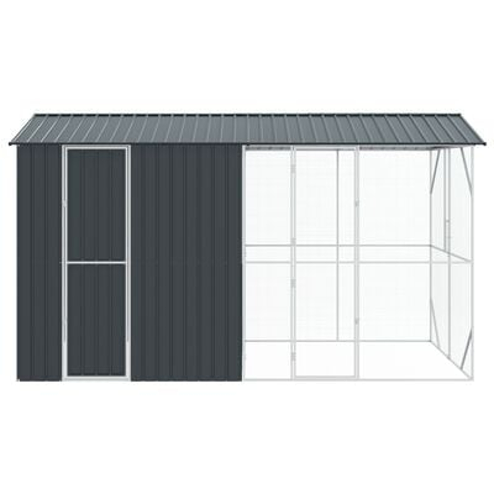 vidaXL Colivie de păsări cu extensie, antracit, 210x442x247 cm, oțel vidaXL Colivie de păsări cu extensie, antracit, 210x442x247 cm, oțel