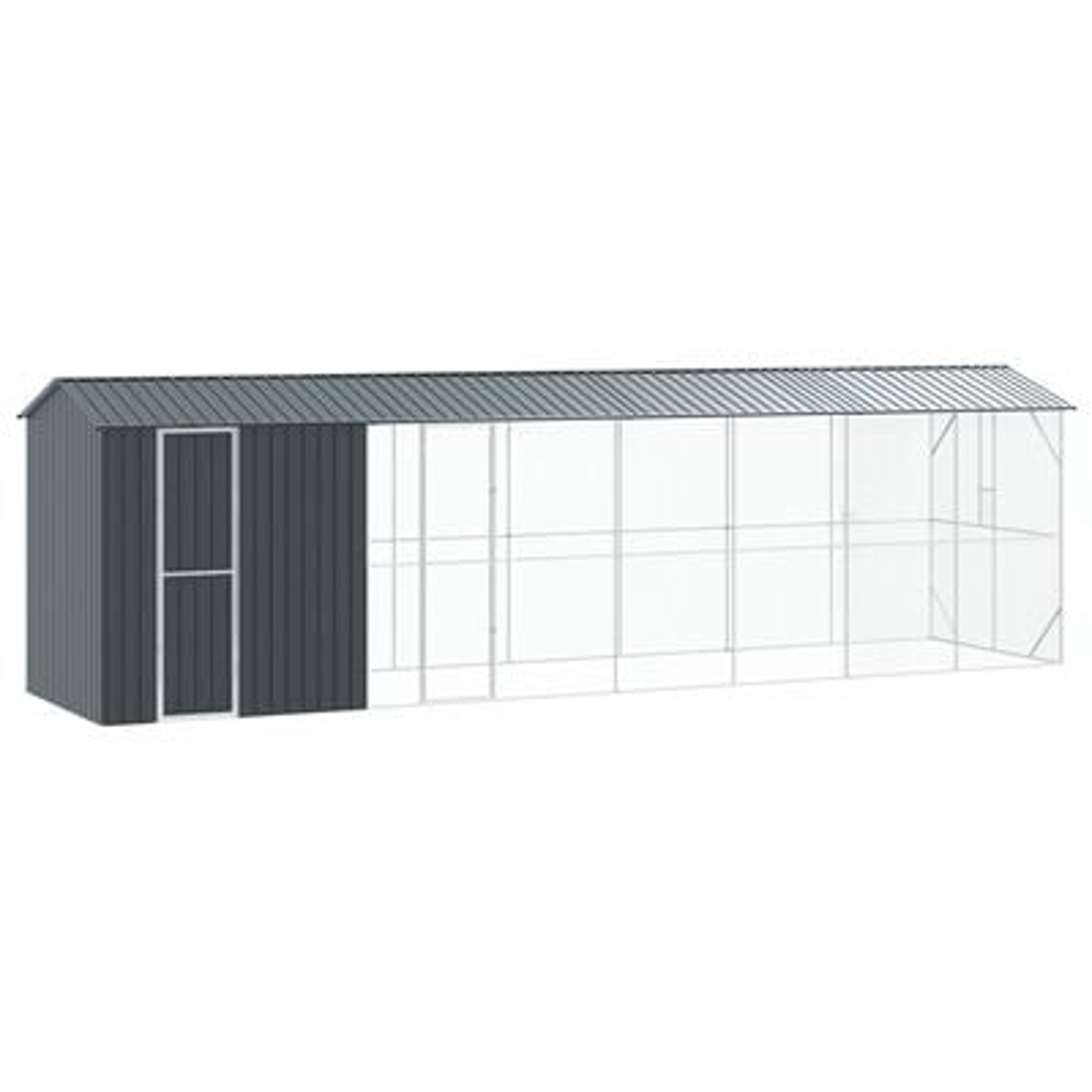 vidaXL Colivie de păsări cu extensie, antracit, 210x838x247 cm, oțel vidaXL Colivie de păsări cu extensie, antracit, 210x838x247 cm, oțel
