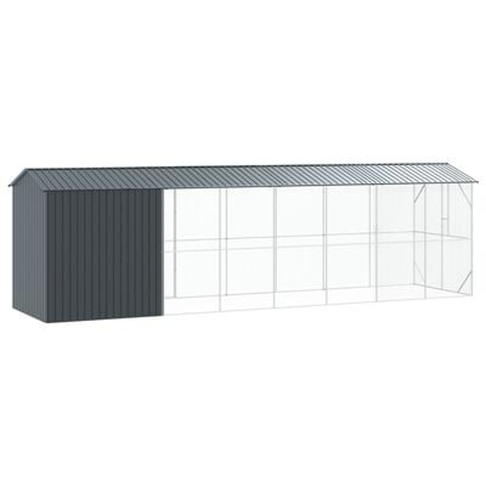 vidaXL Colivie de păsări cu extensie, antracit, 210x838x247 cm, oțel vidaXL Colivie de păsări cu extensie, antracit, 210x838x247 cm, oțel