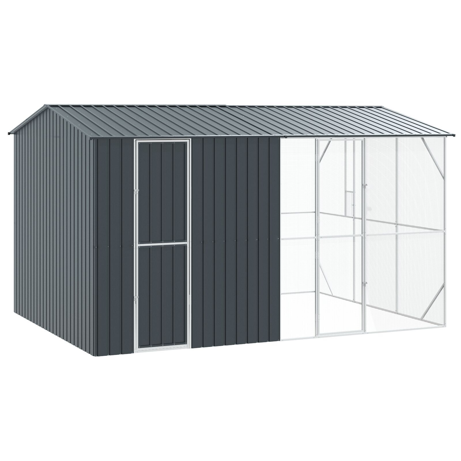 Cușcă pentru Păsări vidaXL cu Extensie Antracit 310x442x247 cm din Oțel Cușcă pentru Păsări vidaXL cu Extensie Antracit 310x442x247 cm din Oțel