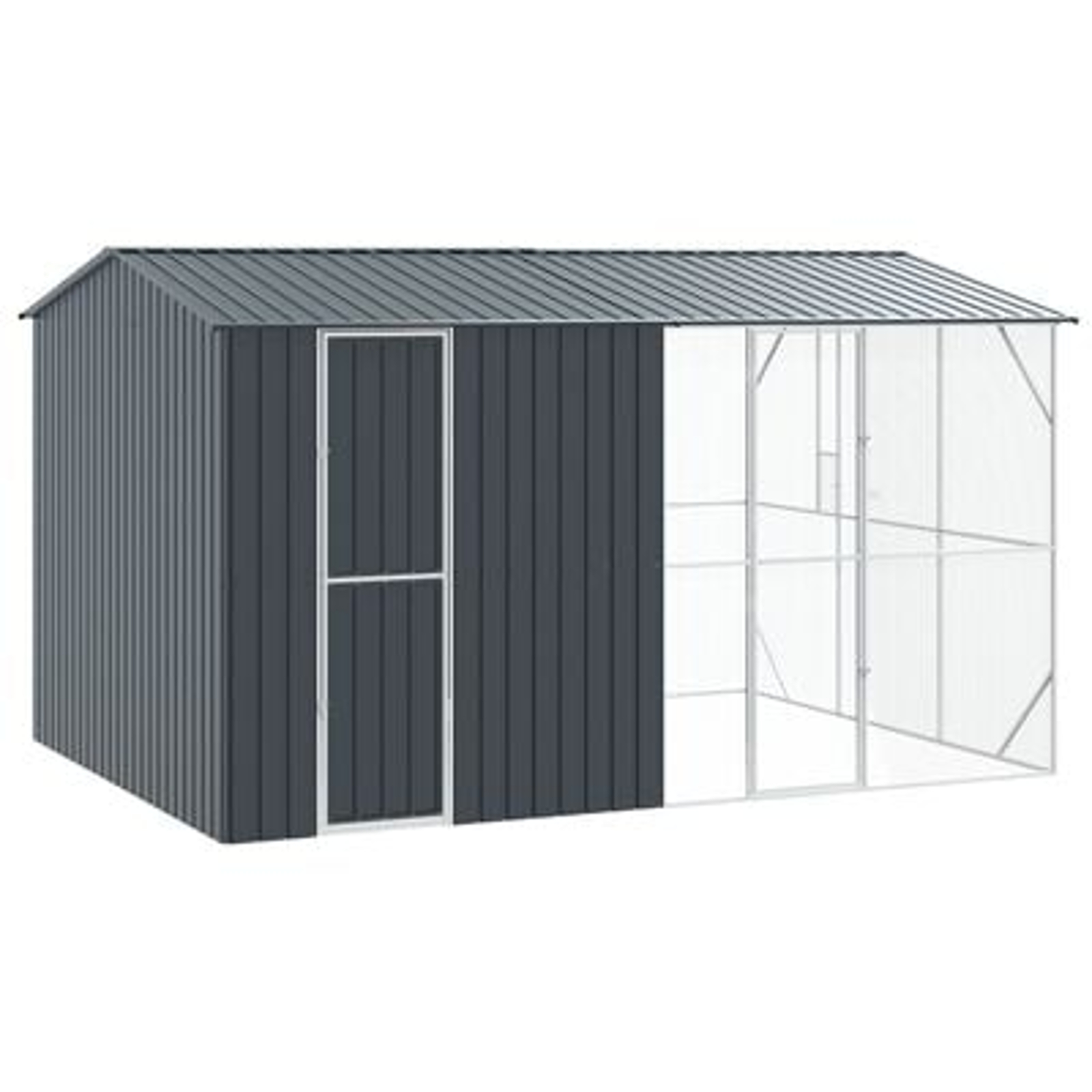 Cușcă pentru Păsări vidaXL cu Extensie Antracit 310x442x247 cm din Oțel Cușcă pentru Păsări vidaXL cu Extensie Antracit 310x442x247 cm din Oțel