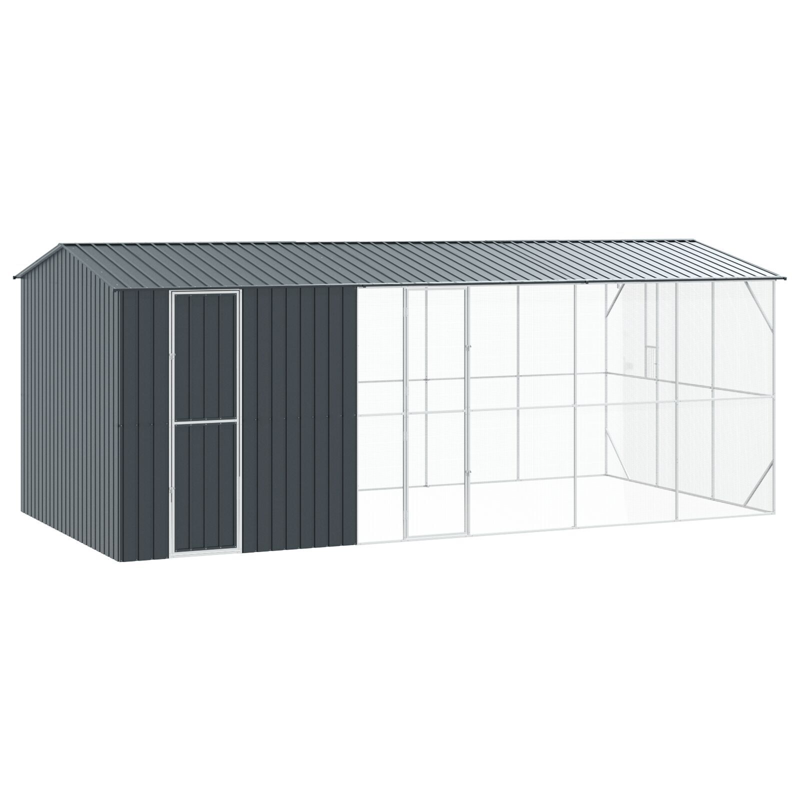 vidaXL Colivie de păsări cu extensie, antracit, 310x640x247 cm, oțel vidaXL Colivie de păsări cu extensie, antracit, 310x640x247 cm, oțel